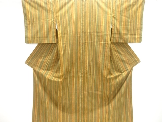 縞模様手織り紬着物